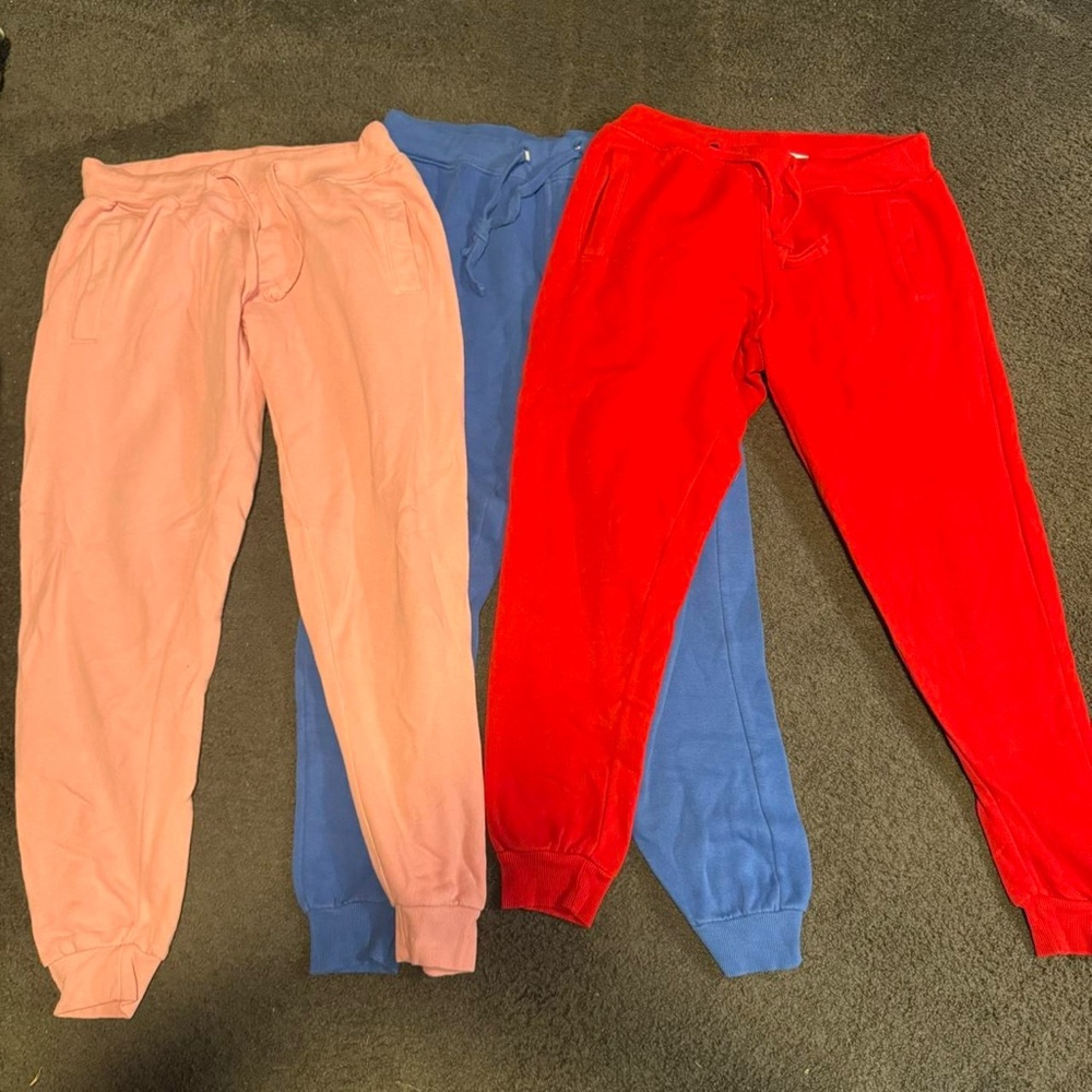 pink, red, and blue Fashion Nova sweatpants bundle!!